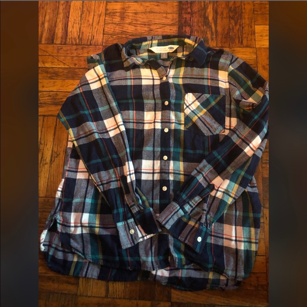Old Navy - Button Up Flannel Plaid Shirt - Large